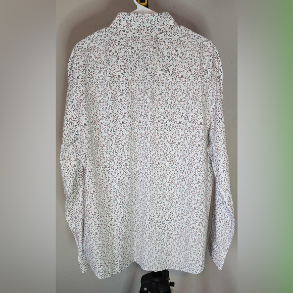 Express Slim Fit Geometric Print White Long Sleeve Button Shirt Men’s  XL - Picture 2 of 4